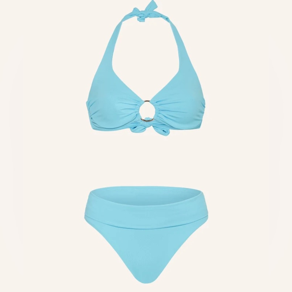 Melissa Odabash Brussels Celeste Bikini Ribbed Set Top Size 2, Bottoms Size 4